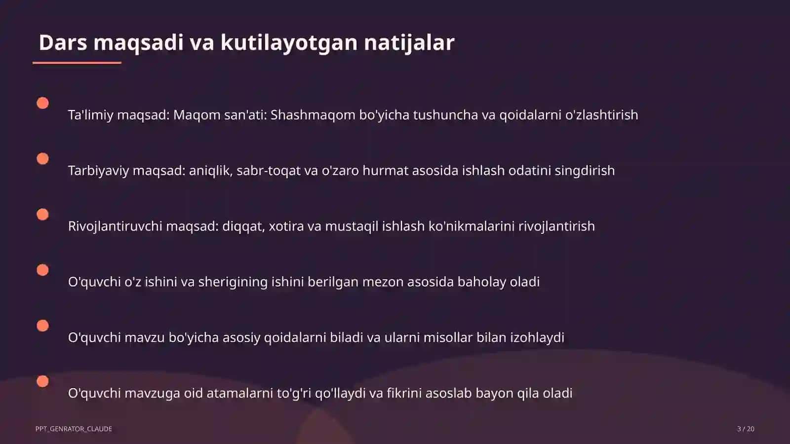 Maqom san'ati: Shashmaqom (5-sinf) 3