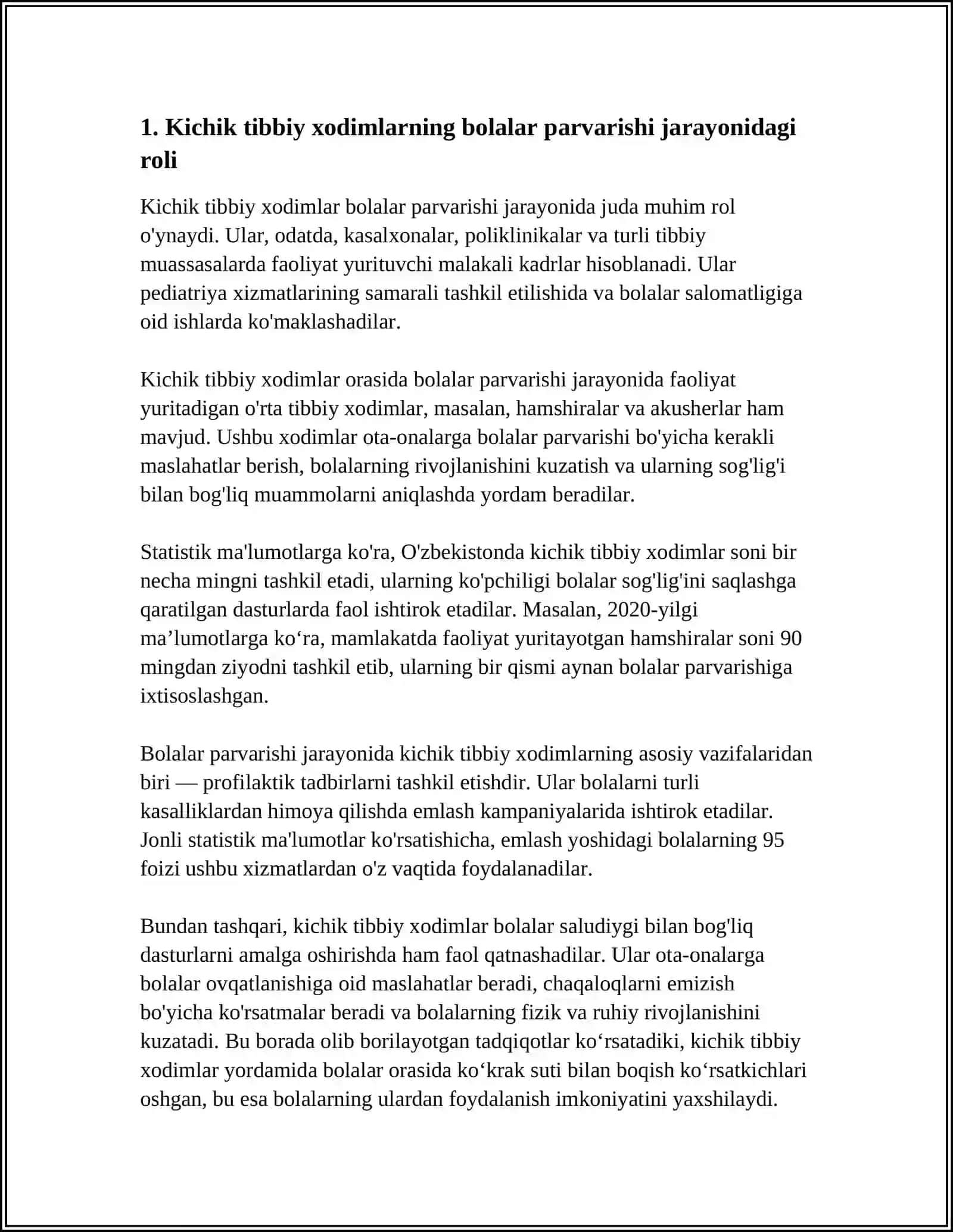 BOLALARNI PARVARISH QILISH VA TARBIYALASHDA KICHIK VA OʻRTA TIBBIY XODIMNING ORNI 3