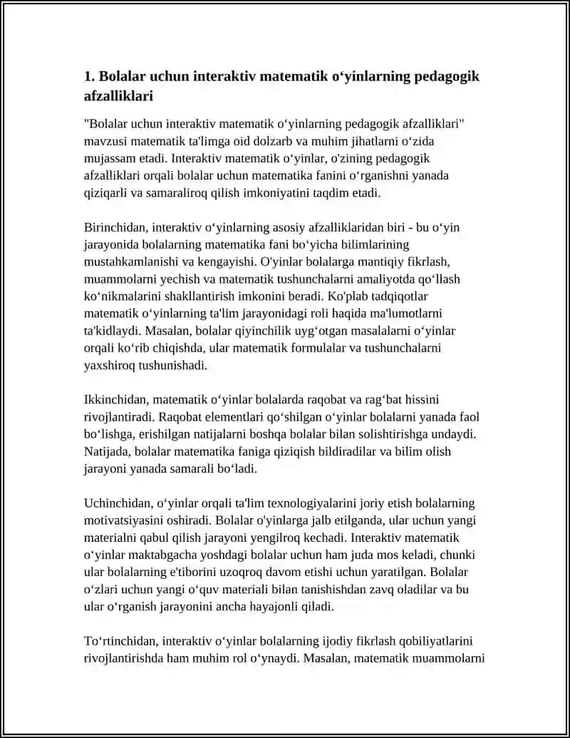 Bolalar uchun interaktiv matematik oʻyinlarning pedagogik afzalliklari 3
