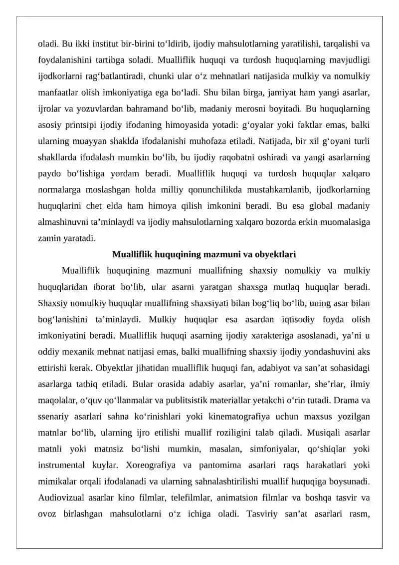 "Mualliflik huquqi va turdosh huquqlar to‘g‘risida”gi O‘zbekiston Respublikasi Qonuni va uning ahamiyati 3