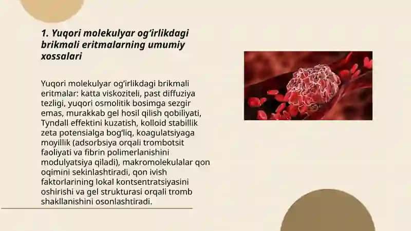 Yuqori malekulali brikmali eritmalarning xossalari qonning ivishi 3
