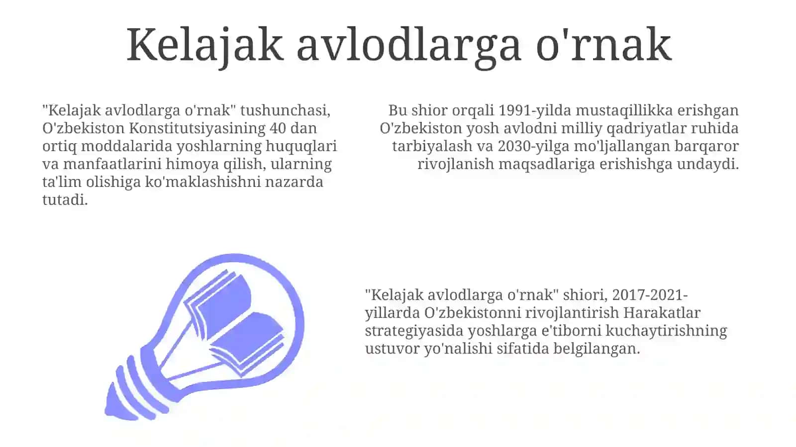 Kelajak avlodlarga o'rnak 3