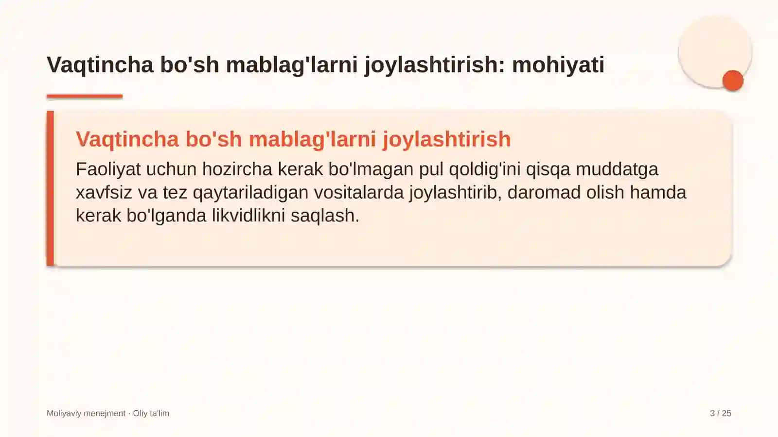 alkogolsiz ichimliklar ishlab chiqarishda vaqtincha bo'sh mablag'larni joylashtirish 9618 3