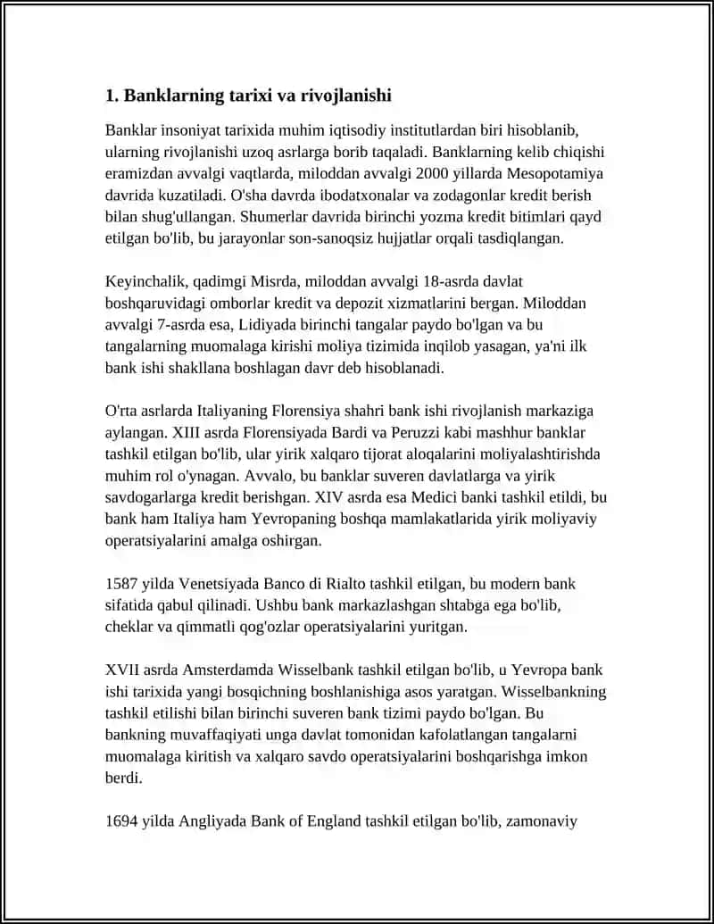 BANKLARNING ASOSIY XUSUSIYATLARI 3