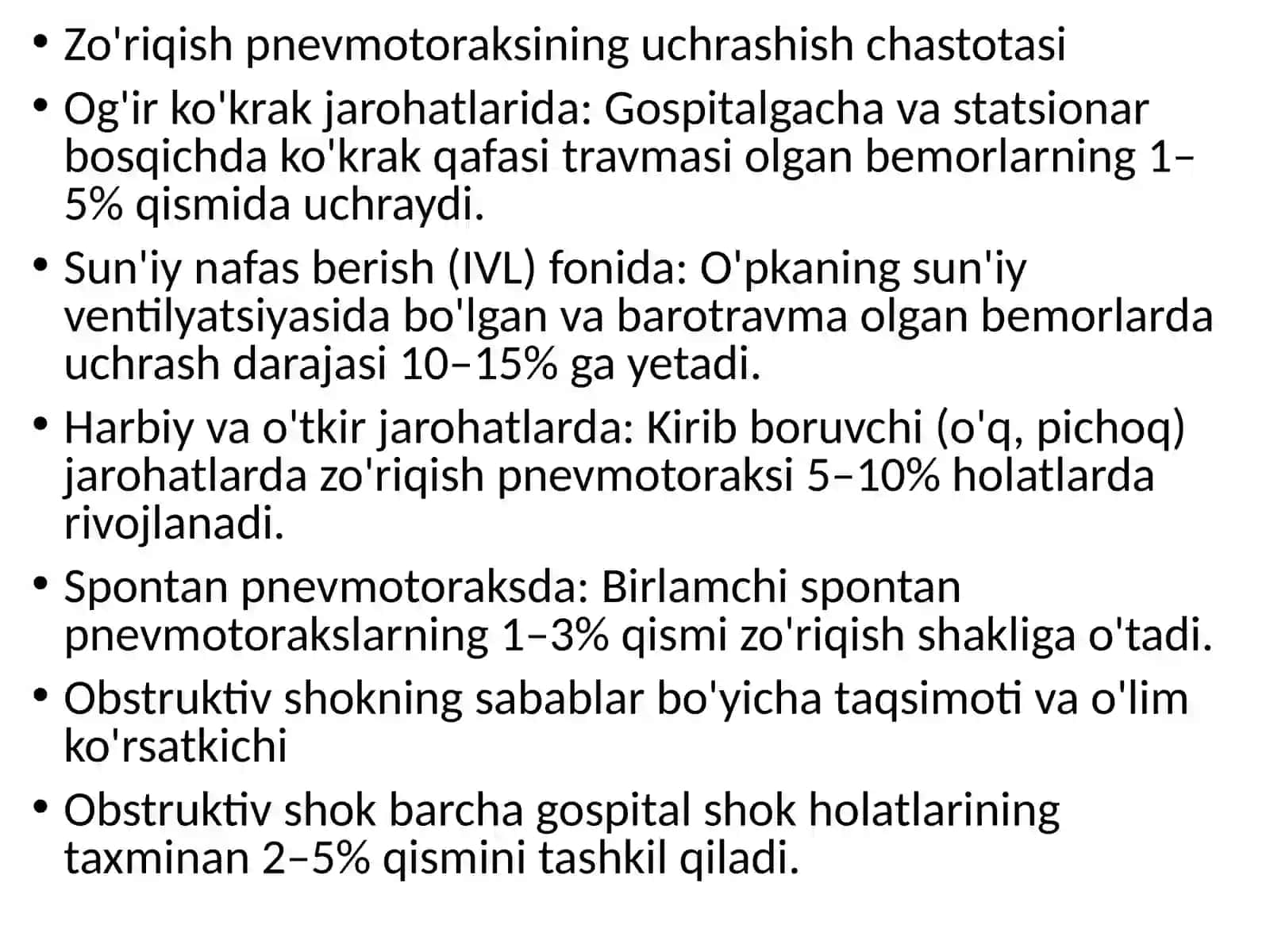 Obstrektiv shokZuriqish pnevmatoraks va yurak tamponadasi 3