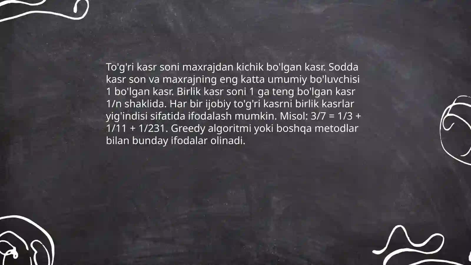 To'g'ri kasrlar va sodda kasrlar yig'indisi 3