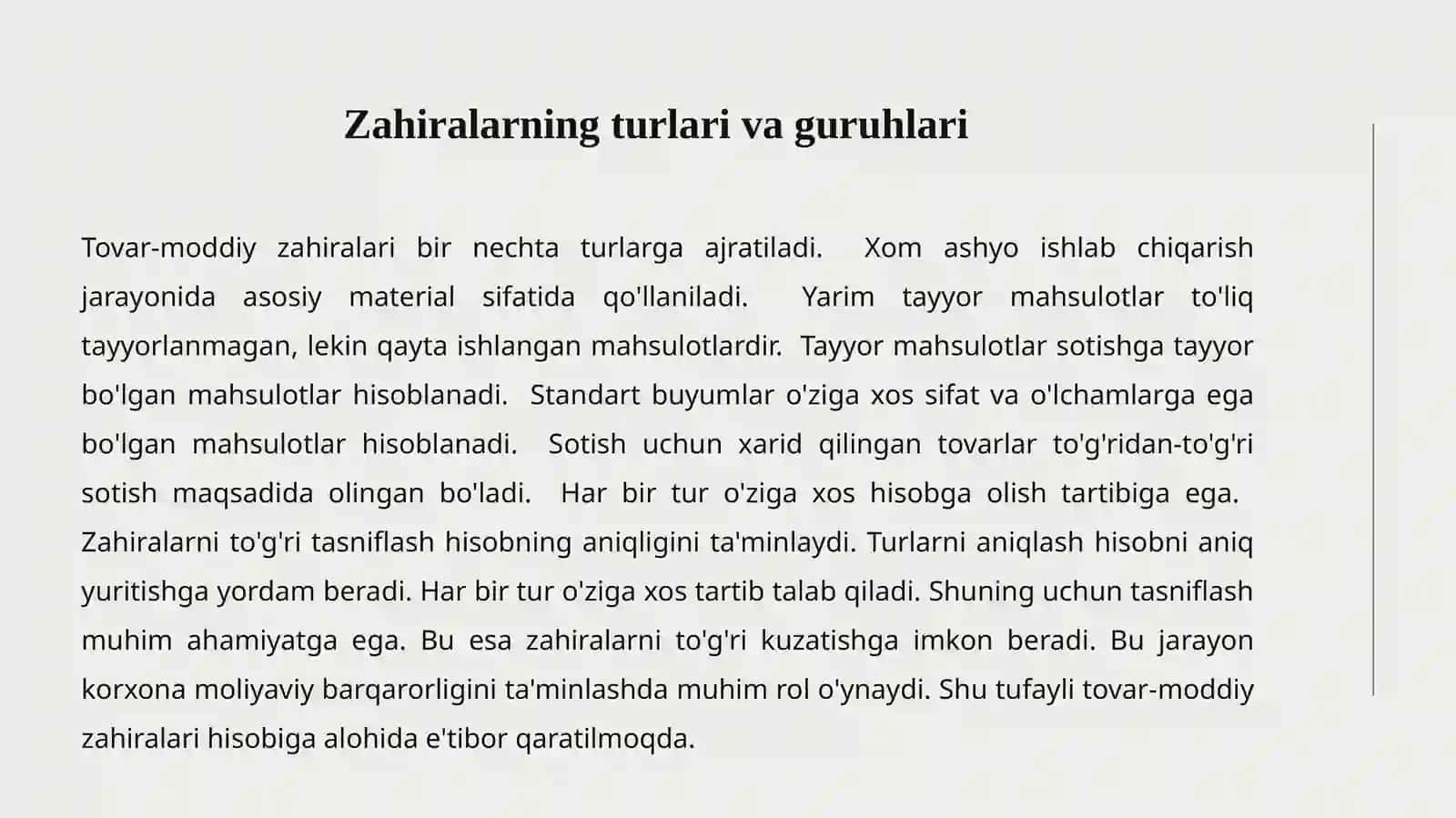 TOVAR-MODDIY ZAHIRALARI HISOBI 3