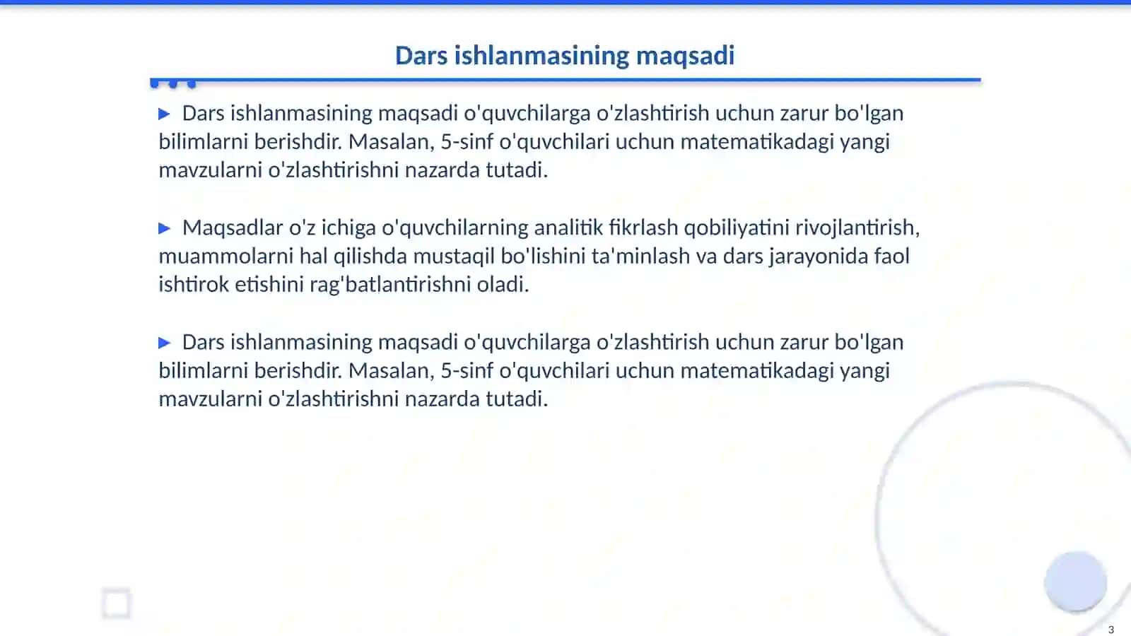 Dars ishlanmasi tahlili 3