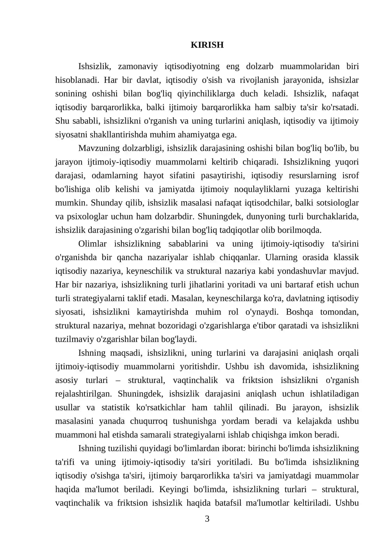 Ishsizlik, uning turlari va ishsizlik darajasini aniqlash 3