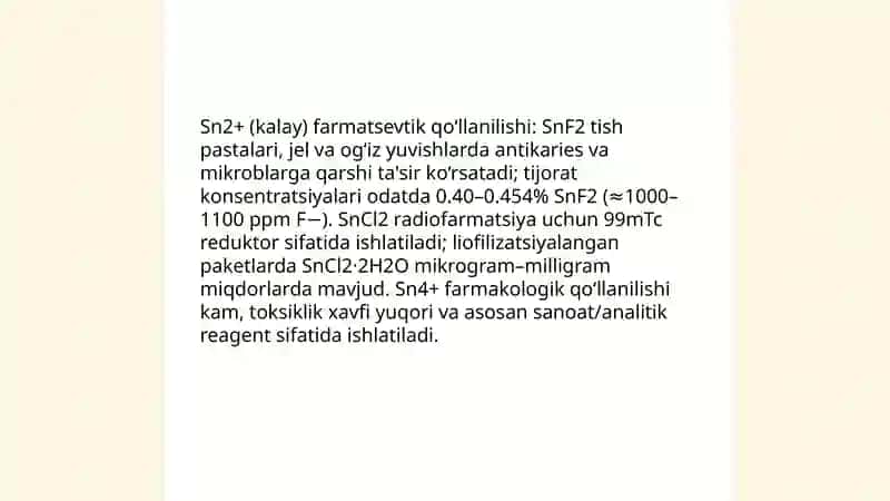 IV guruh Sn+2, Sn+4, As+3, As+5 kationlarini tibbiyotda qo'llanishi va analitik reaksiyalari 3