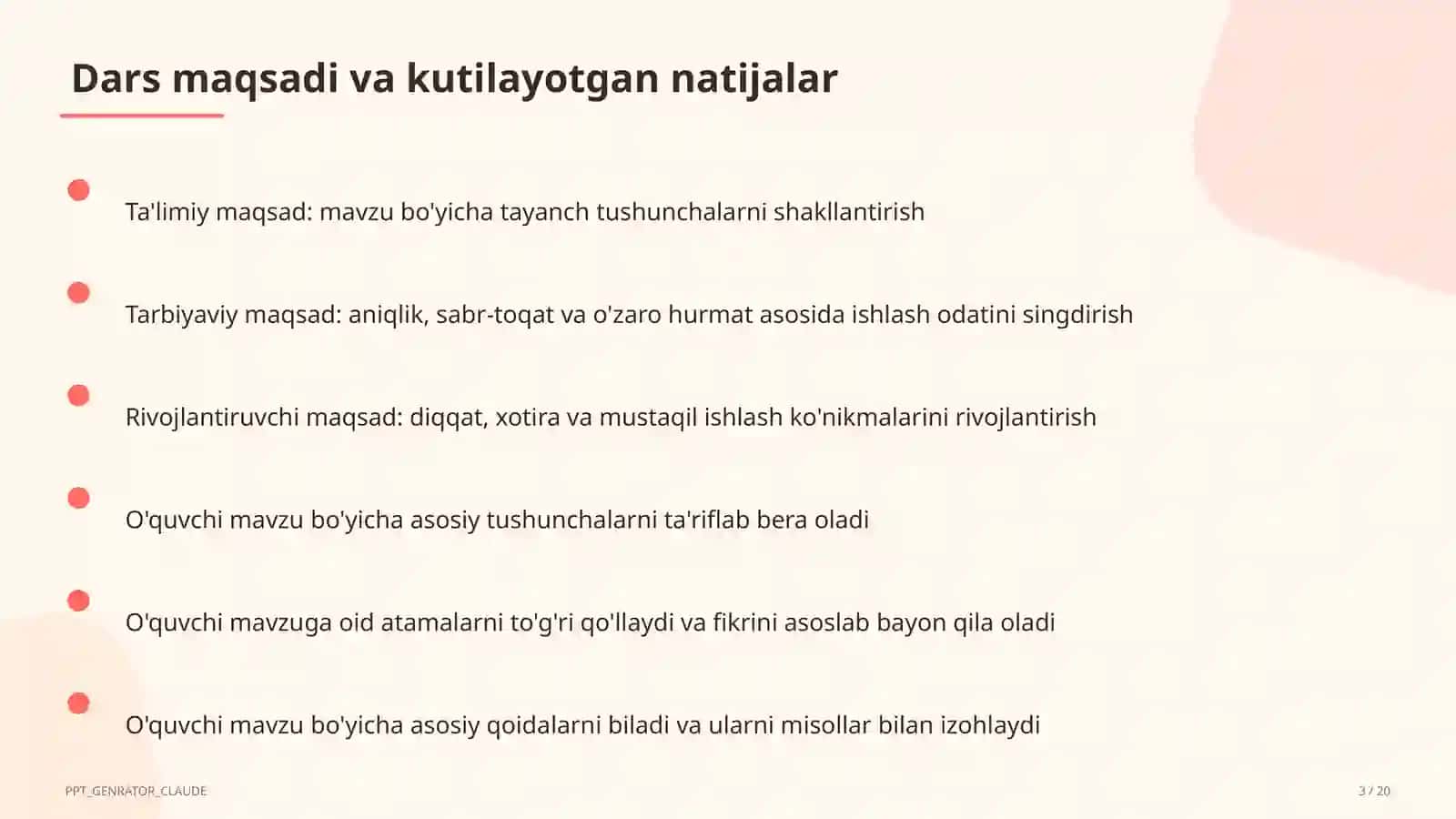 Dars rejasi 3