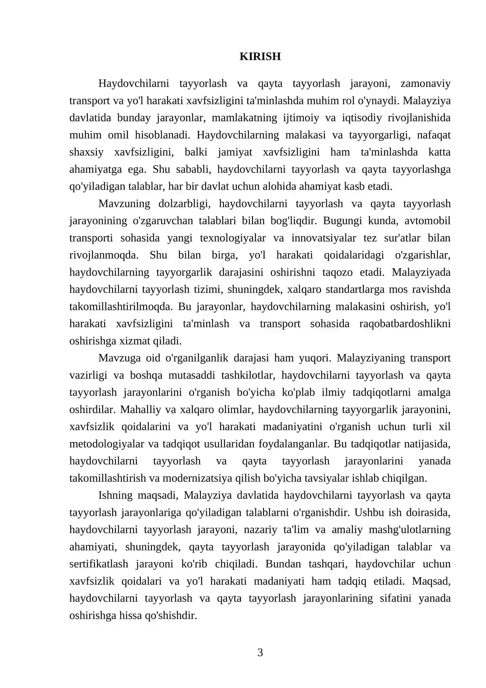 Malayziya davlatida haydovchilarni tayyorlash va qayta tayyorlashga qoʻyiladigan talablar 3