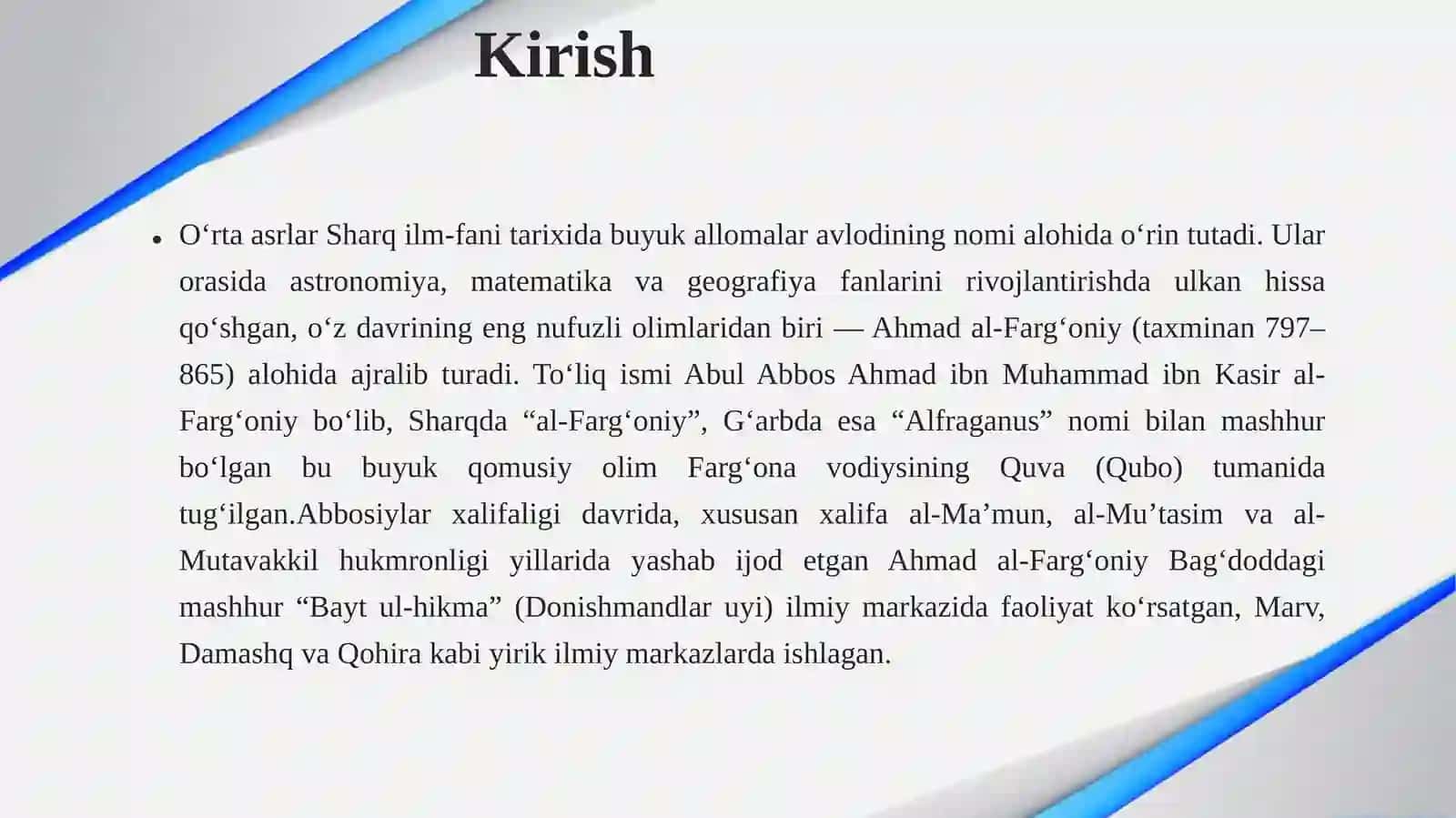 Al-Farg‘oniyning Hayoti 3