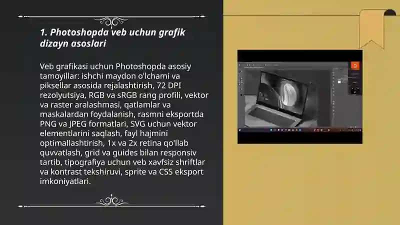 Adobe Photoshop grafik muharriri yordamida Web-sahifada grafik maʼlumotlarni aks ettirish 3