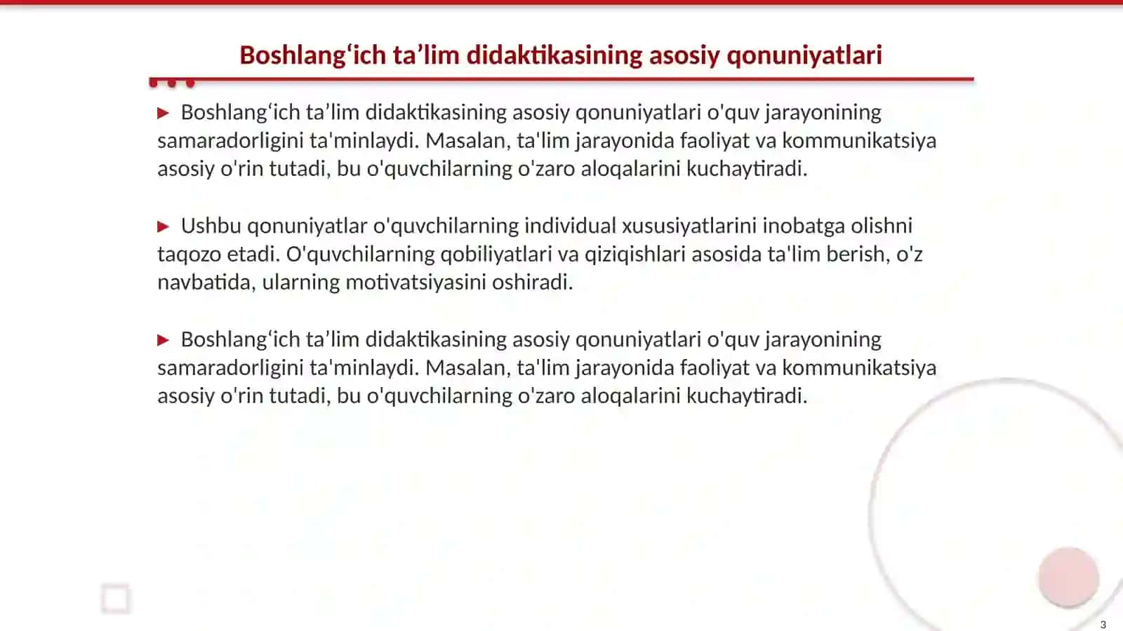 Boshlang'ich ta'lim ta'lim nazariyasi 3