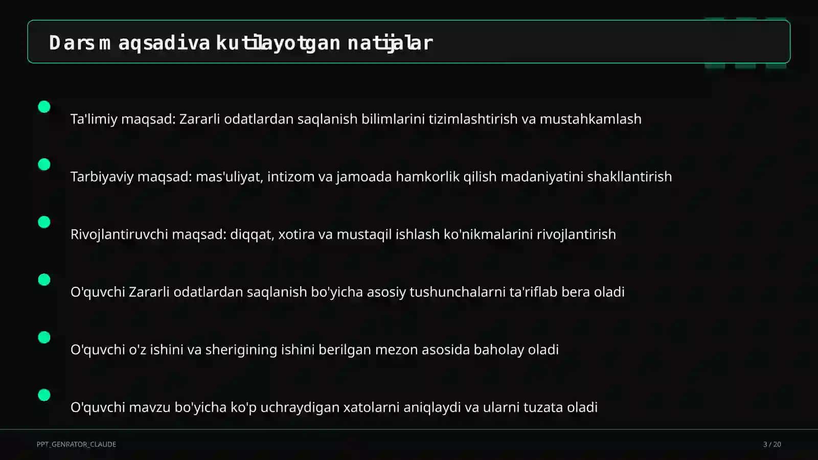 Zararli odatlardan saqlanish (7-sinf) 3
