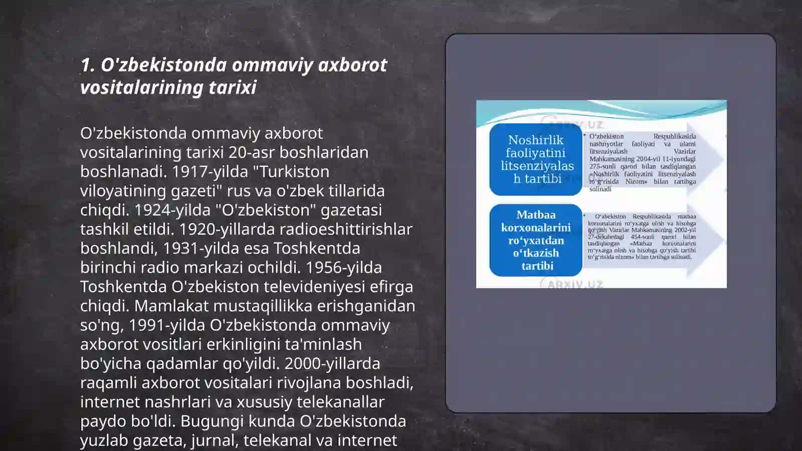 O'zbekiston Respublikasida ommaviy axborot vositalarining faoliyati 3