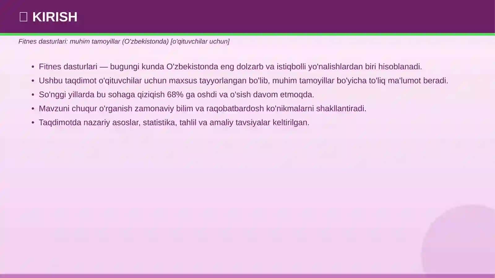 FITNES DASTURLARI - TAQDIMOT • 2026 3