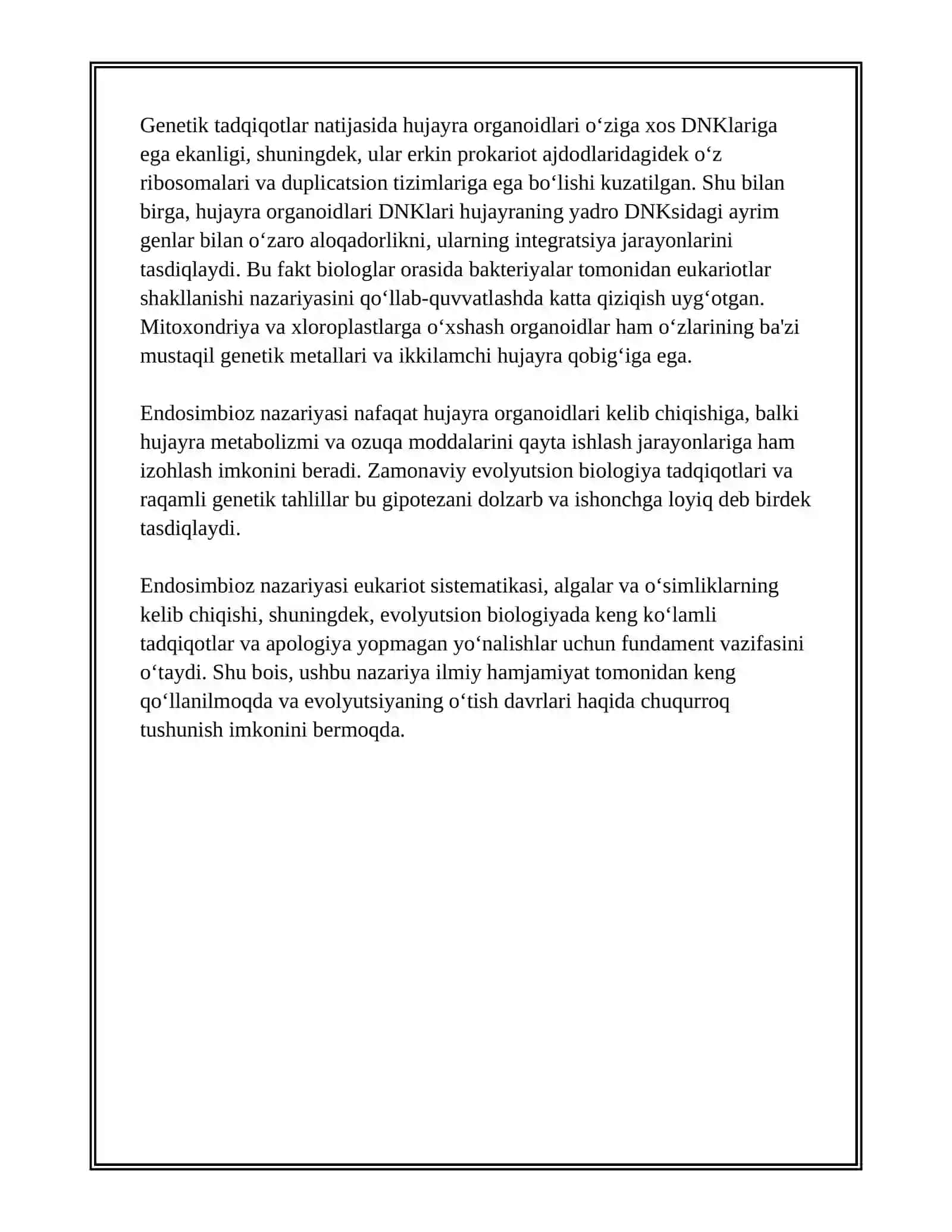 EUKARIOTLAR ULARNING KELIB CHIQISHI TO'G'RISIDAGI NAZARYA 3