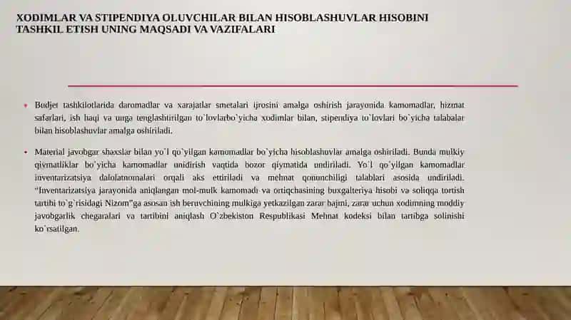 Xodimlar va stipendiya oluvchilar bilan hisoblashuvlar hisobi 3
