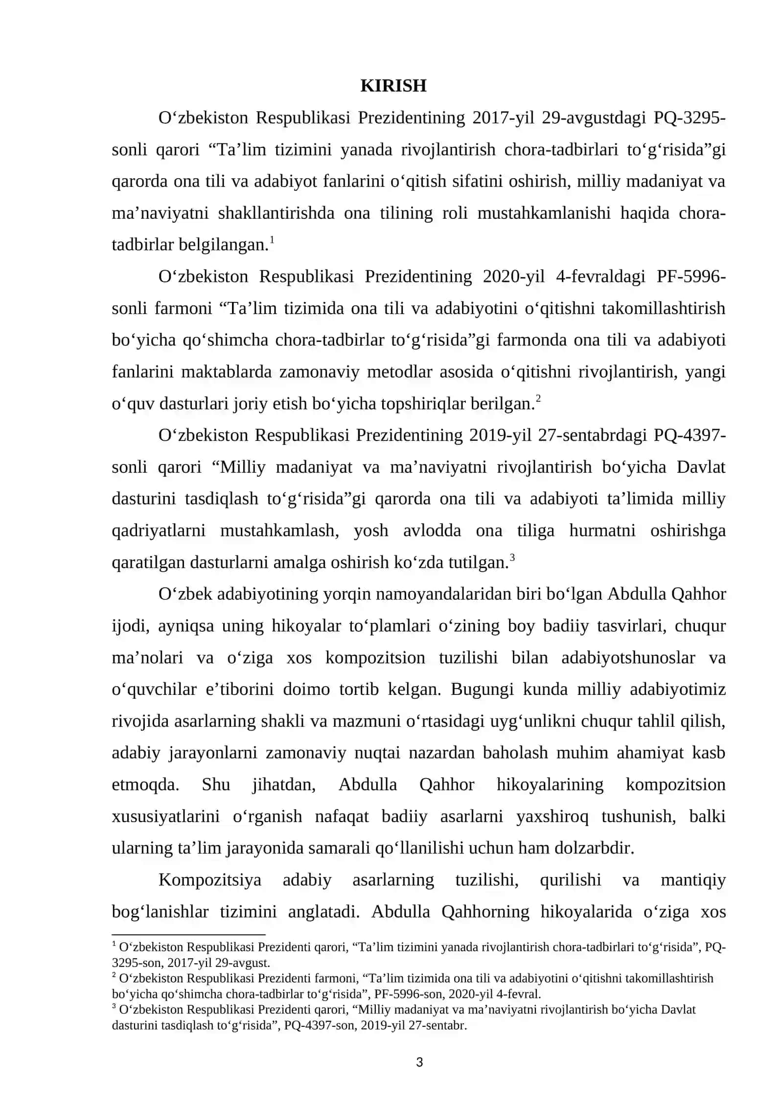 Abdulla Qahhor hikoyalarining kompozitsion xususiyatlarini o'rganish KURS ISHI 3