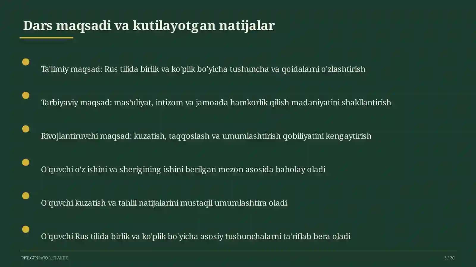 Rus tilida birlik va ko'plik (3-sinf) 3