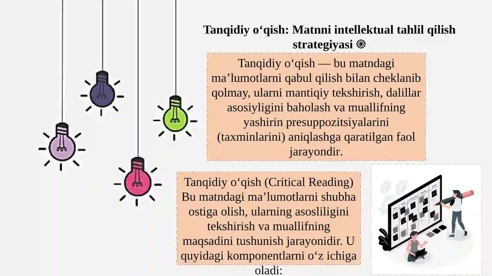 TANQIDIY O’QISH VA ESLATMALAR BILAN ISHLASH AKKK (Note-Taking) 3