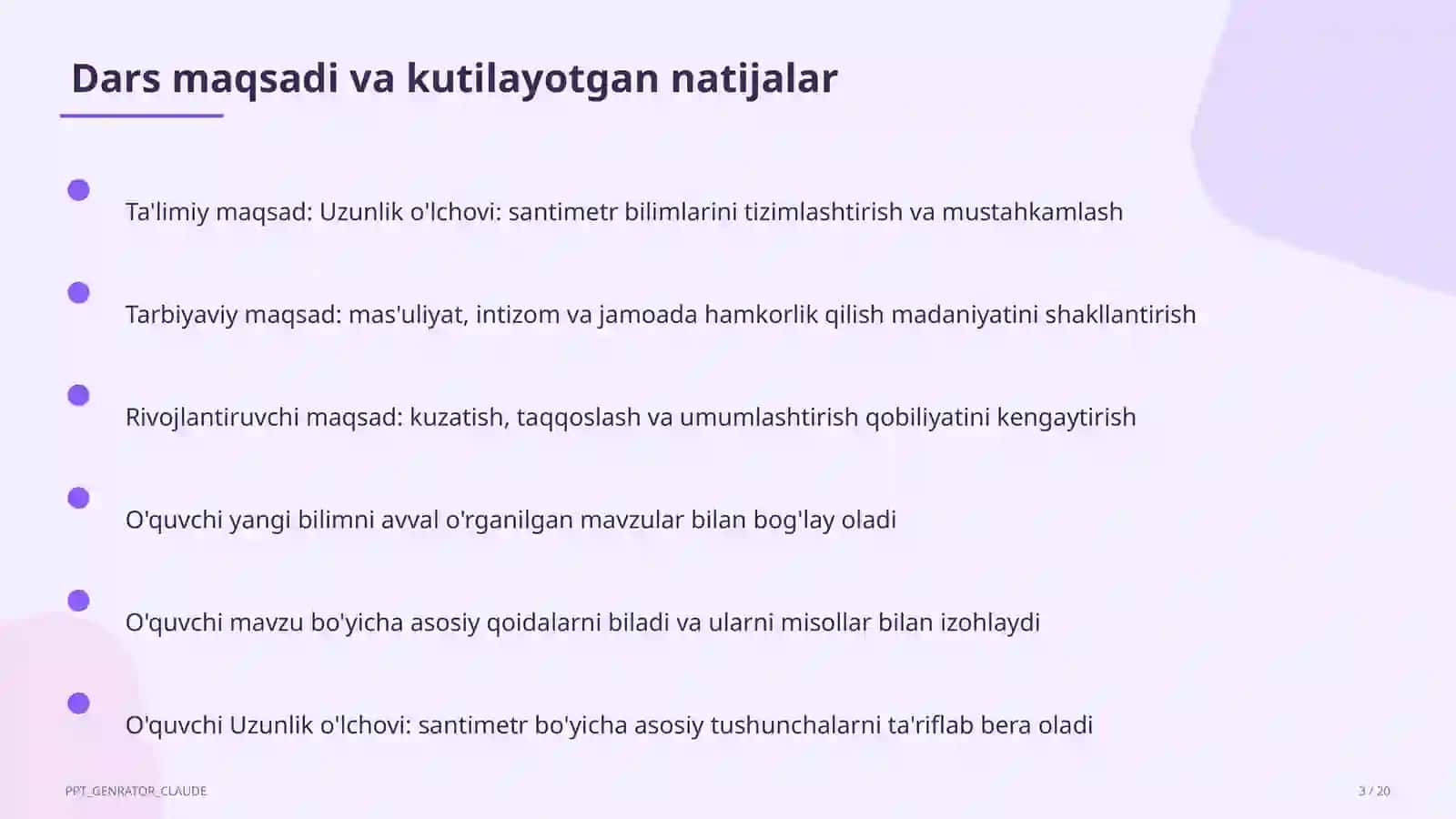 Uzunlik o'lchovi: santimetr (1-sinf) 3