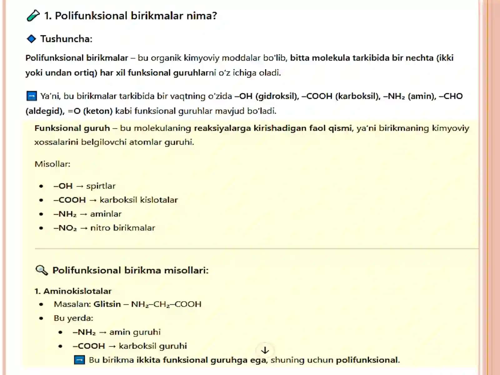 Polifunksional birikmalar vaularning kimyoviy xususiyatlari 3
