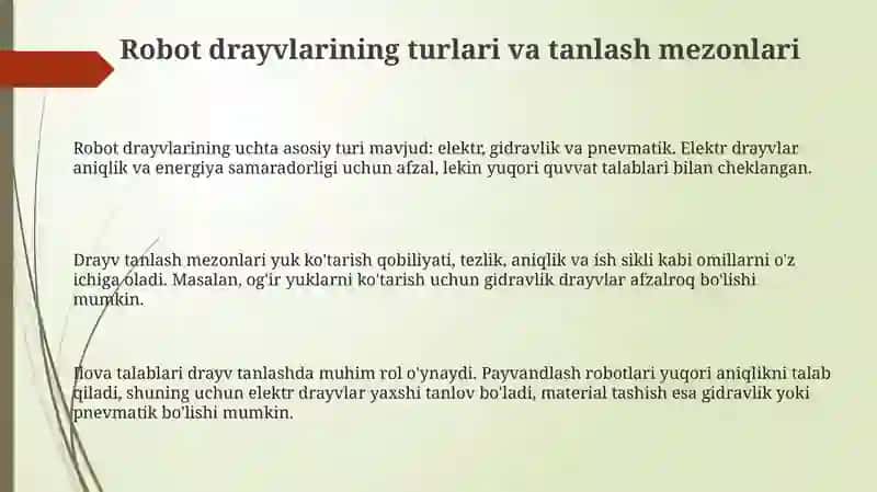 Sanoatrobotlarining yuritmalari 3