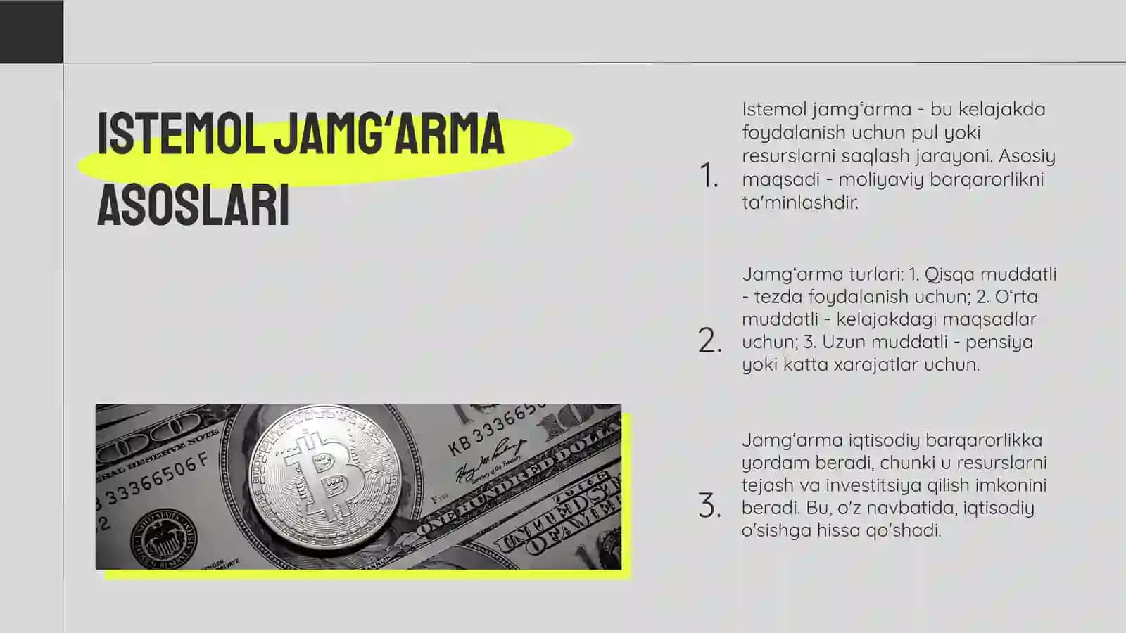 Istemol jamgʻarma va investitsiya 3