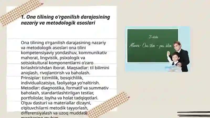 Ona tilining oʻrganilish darajasi 3