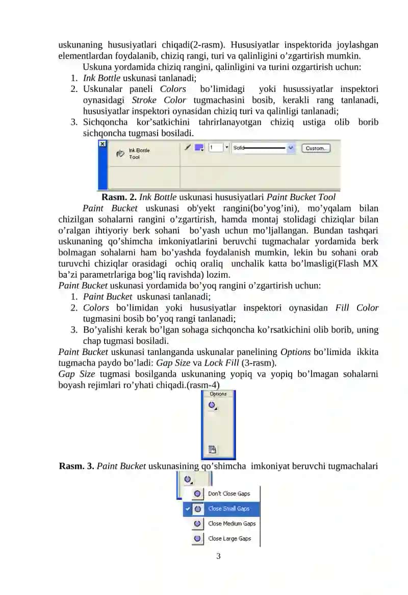 "MACROMEDIA FLASH DA RANGLAR BILAN ISHLASH" REFERATI 3