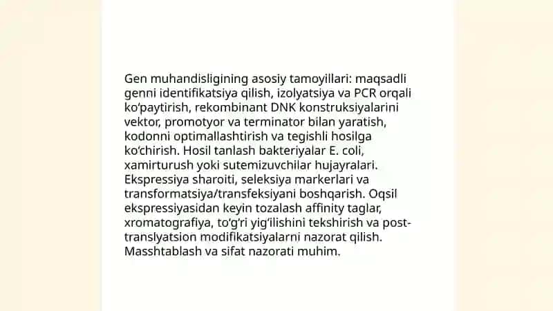 Gen muhandisligi yordamida oqsil va gormonlarning olinishi 3