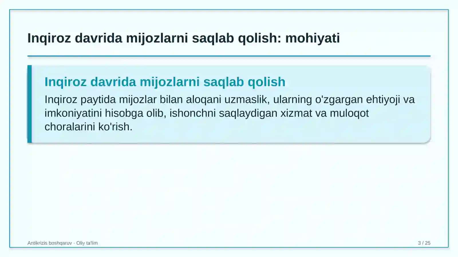 Antikrizis boshqaruv · Oliy ta'lim 3