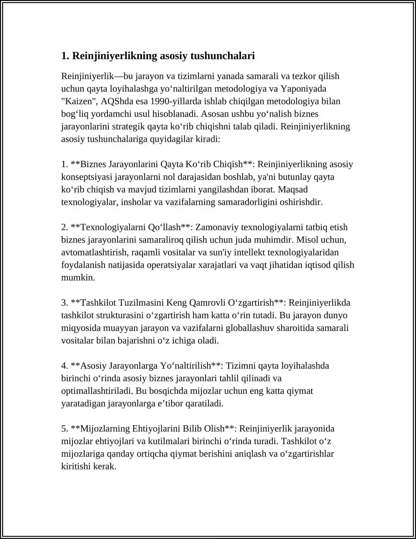 Reinjiniyerlik: Xususiyatlari va ahamiyati 3