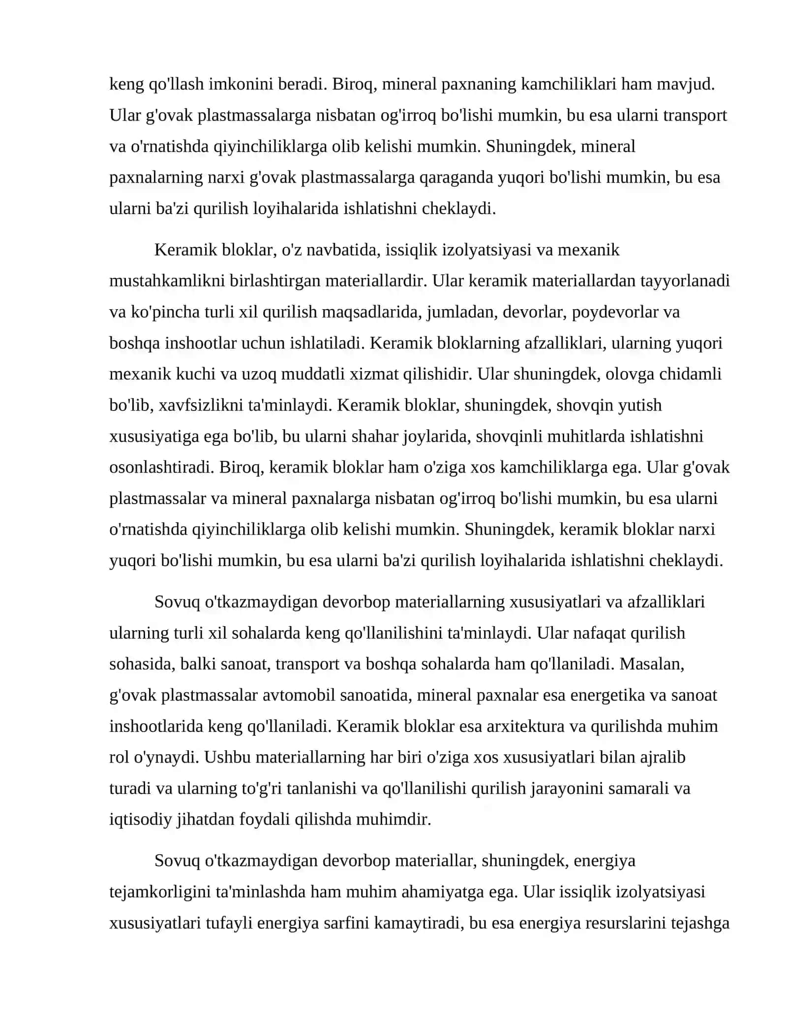 Sovuq o'tkazmaydigan devorbop materiallar g'ovak plastmassa mineral paxnadan devorbop materiallar keramik bloklar 3