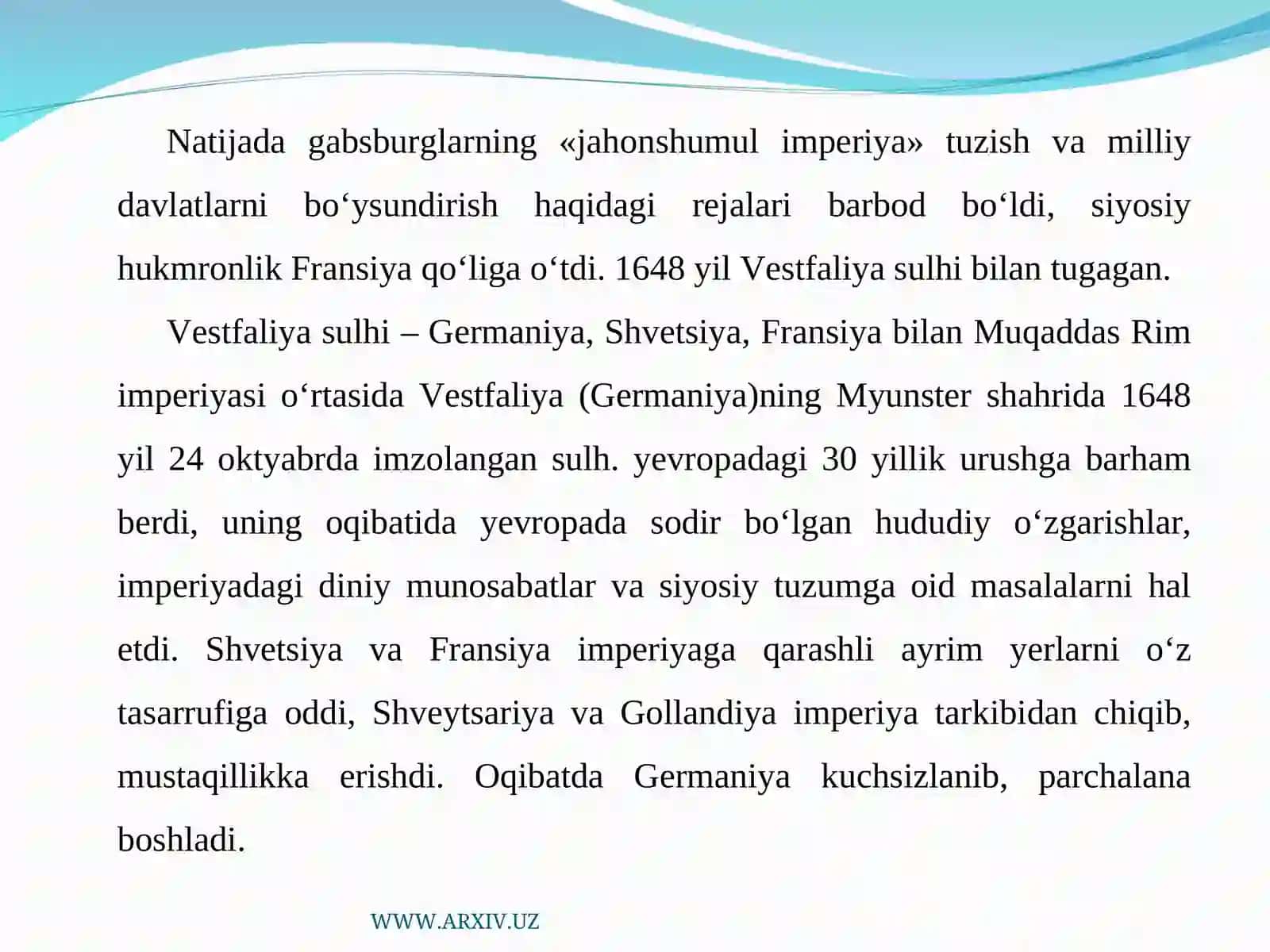 O‘ttiz yillik urush va Vestfaliya sulhi 3