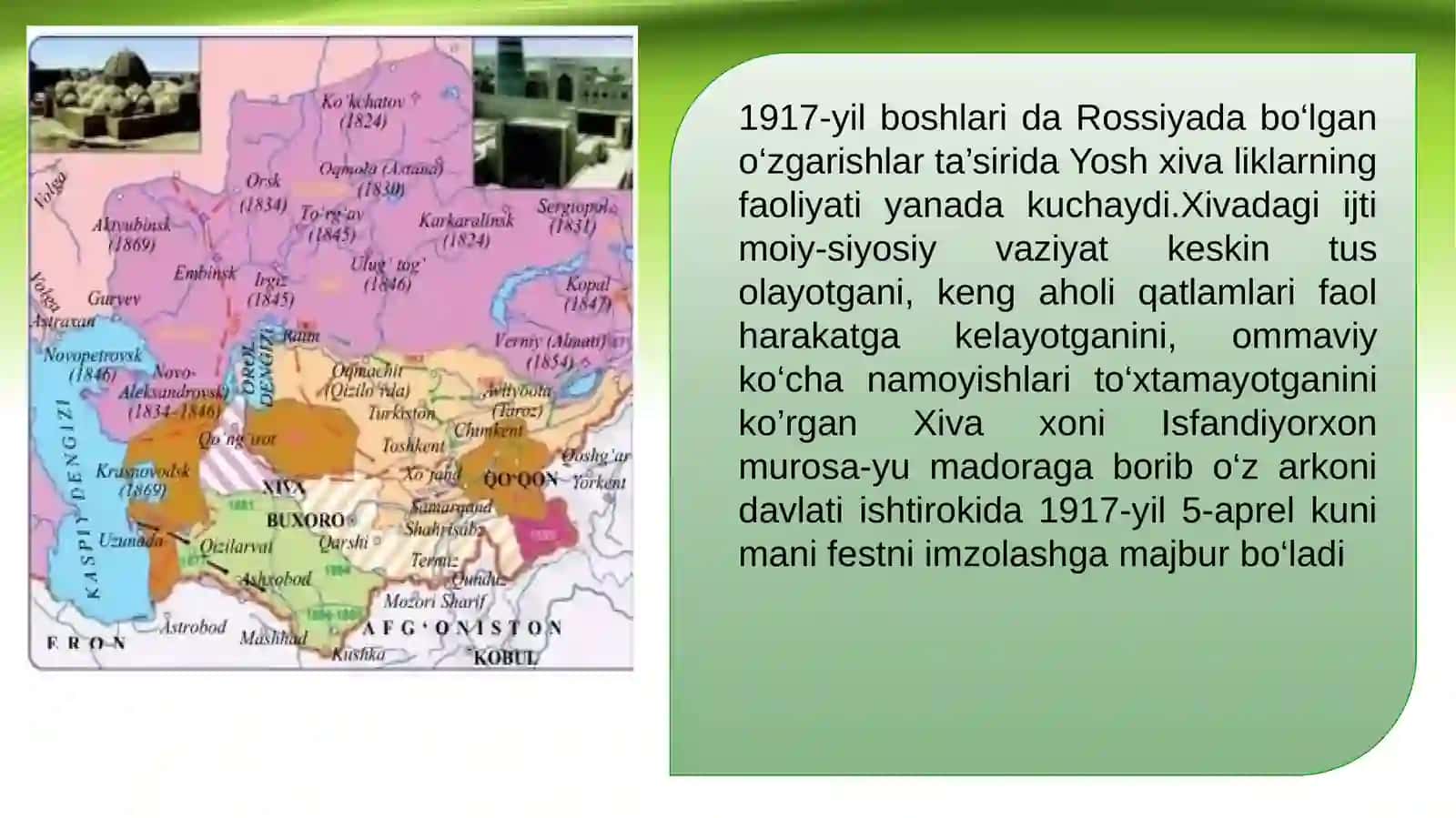 XIVA XONLIGI VA BUXORO AMIRLIGI QIZIL ASKARLAR TOMONIDAN TUGATILISHI 3