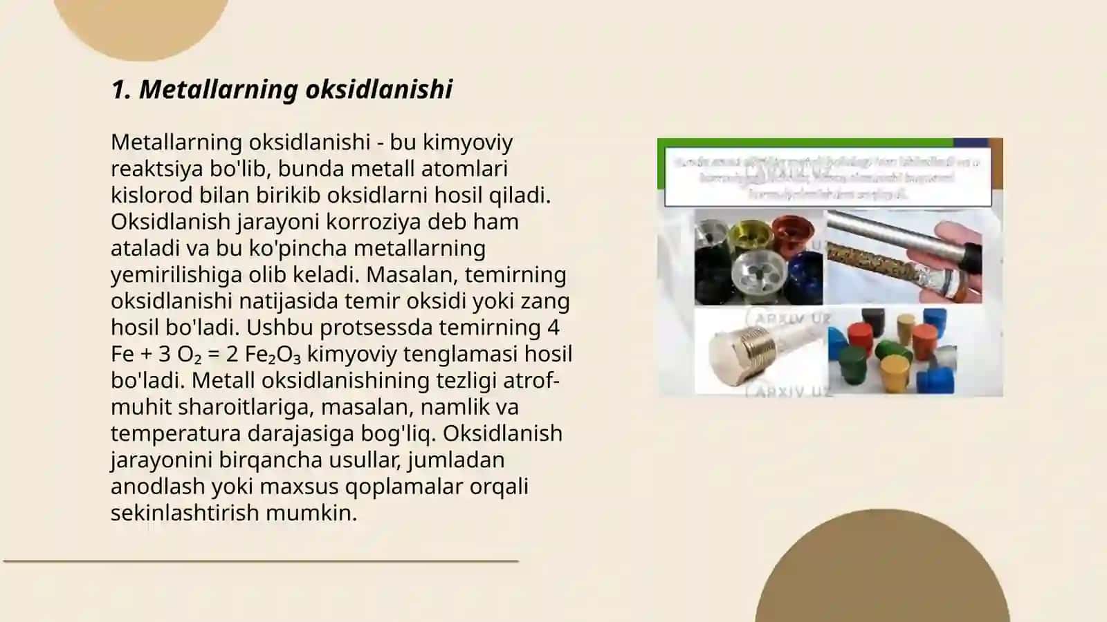 Metallarning oksidlanishi 3