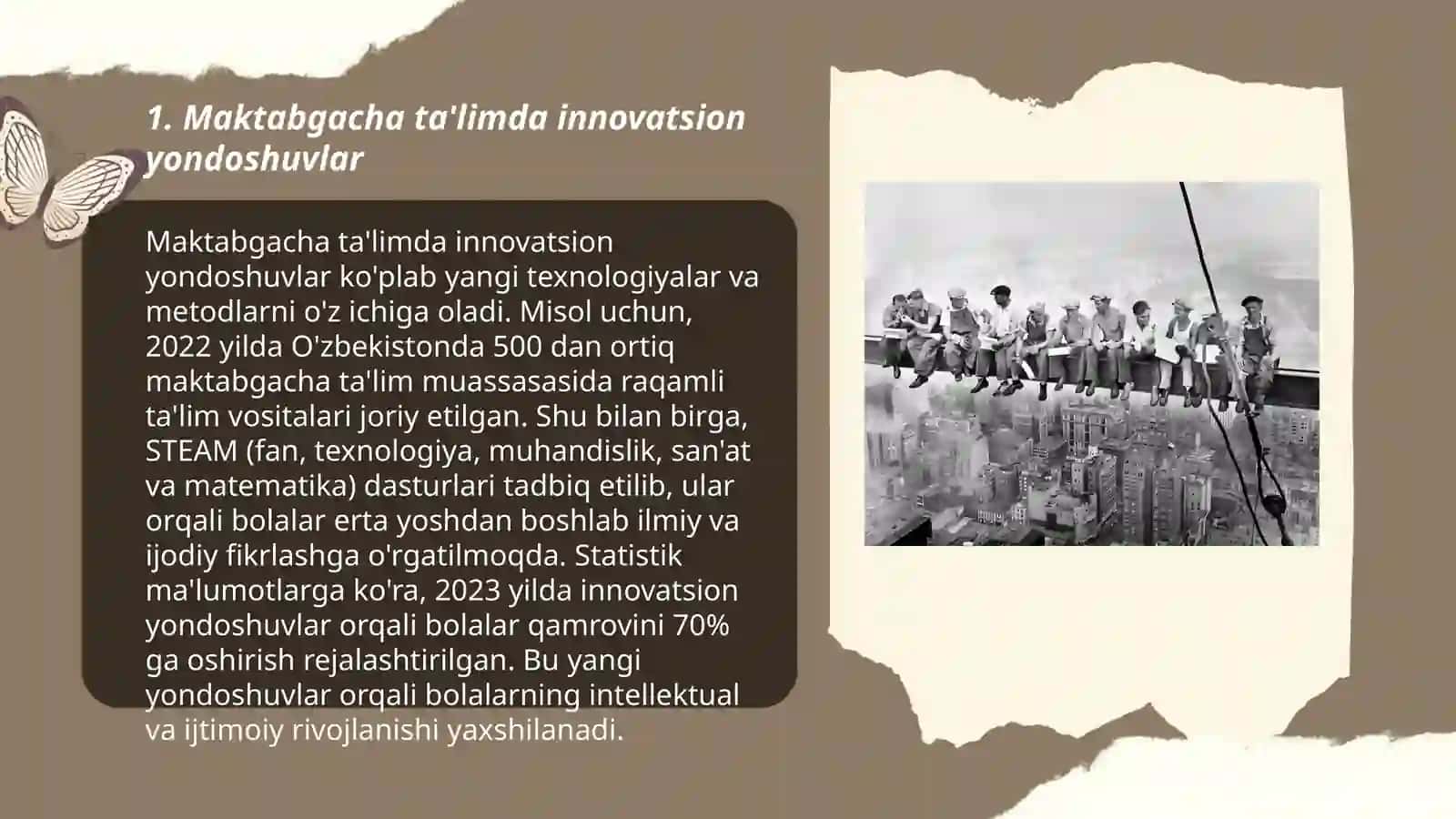 Oʻzbekistonda ta'lim sohasidagi islohotlar. Maktabgacha ta'lim muassasalari asosida 3
