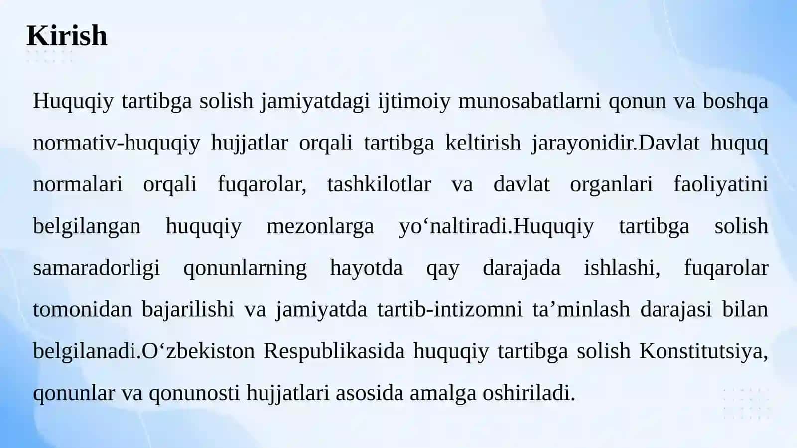 Huquqiy tartibga solish samaradorligi, belgilari va uni ta’minlash asoslari 3