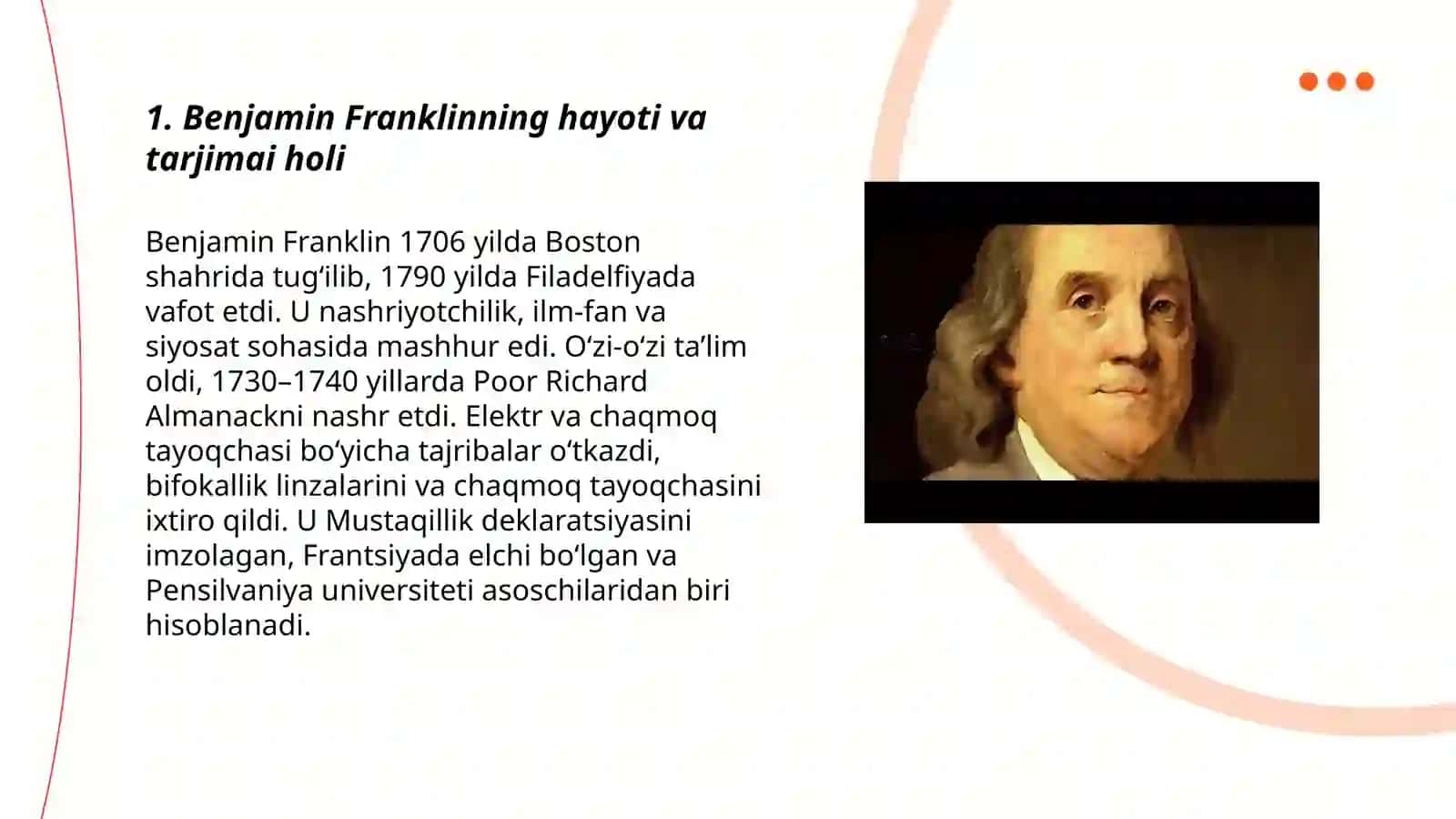 Benjamin Franklinning hayoti va tarjimai holi 3