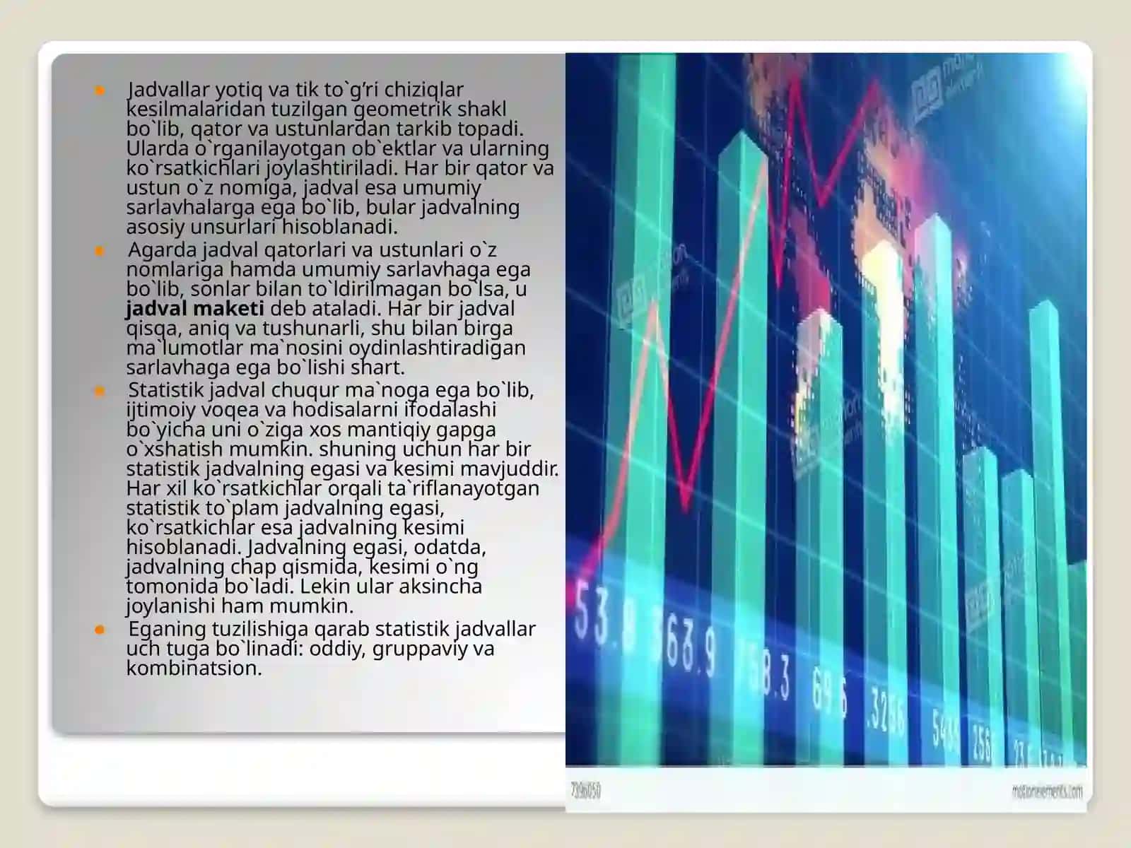 STATISTIK JADVAL VA GRAFIKLAR 3