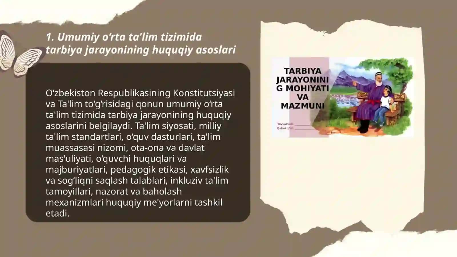 Umumiy o'rtta ta'lim tizimida tarbiya jarayonini tashkil etishning uziga xosligi 3