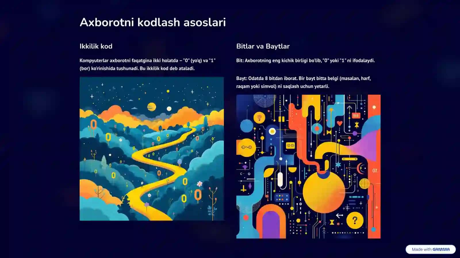 Axborotni kodlash va o'lchash birliklari 3
