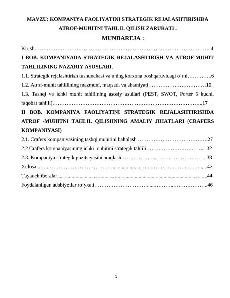 KOMPANIYA FAOLIYATINI STRATEGIK REJALASHTIRISHDA ATROF-MUHITNI TAHLIL QILISH ZARURATI 3