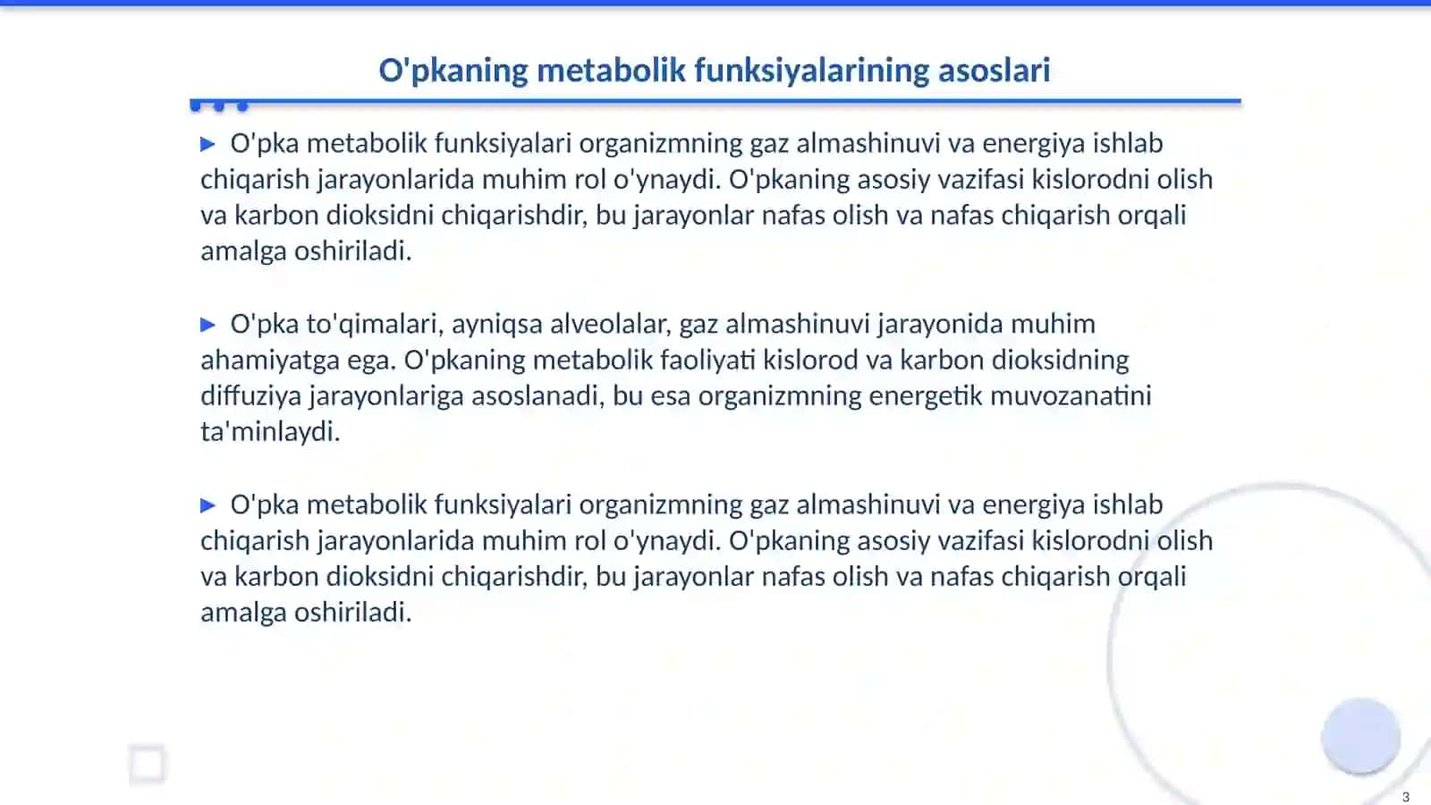 O'pkaning metabolik funksiyalari va ularning buzilishlari 3