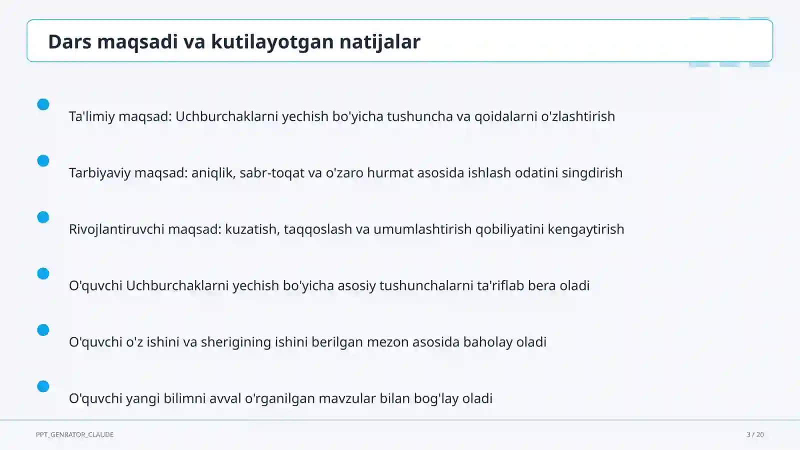 Uchburchaklarni yechish (9-sinf) 3