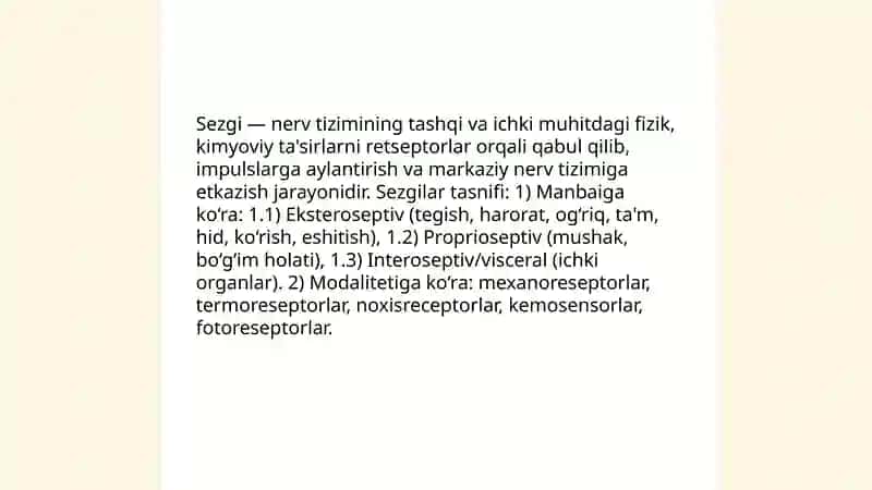 Sezgilar haqida umumiy tushuncha va uning nerv fiziologik asoslari 3